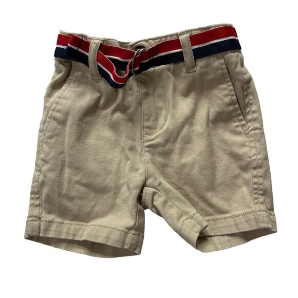 Tommy Hilfiger Baby Boys 18M Khaki Chino Shorts Belted Tan Preppy Classic - Picture 1 of 7